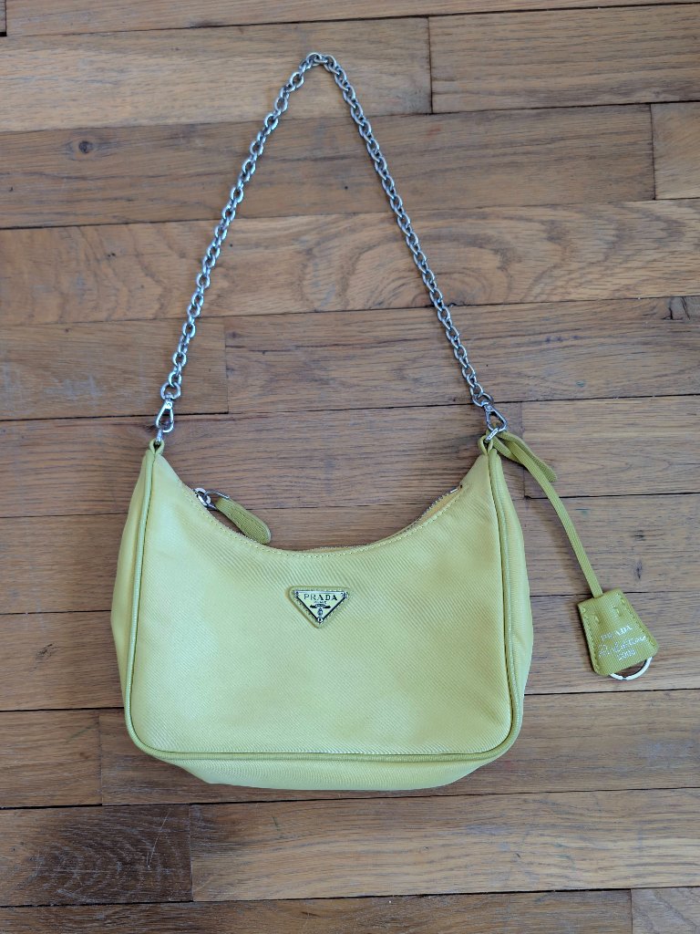 Prada Re-Edition 2005 Nylon Mini Bag | Yellow Chartreuse | Chain Shoulder